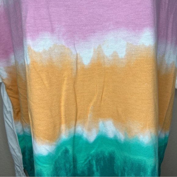Small Live Well White Colorblock Ombré Tie Dye Short Sleeve Shirt Oversized - Picture 8 of 10
